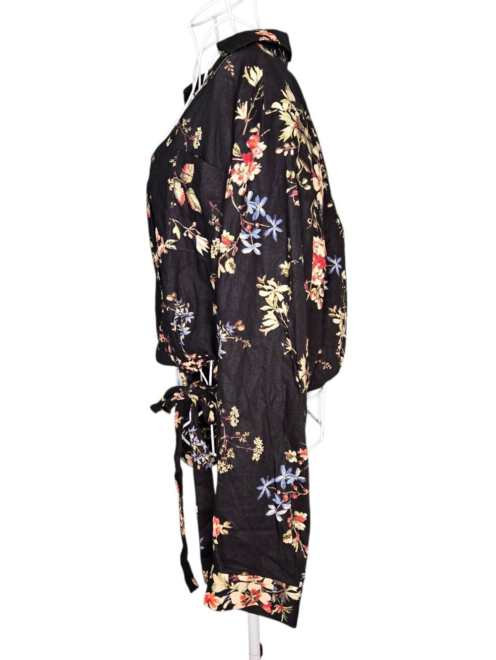 NWT Anthropolgie Pilcro Cropped Tie Waist Crop Top In Black Floral Size Large - Picture 5 of 14
